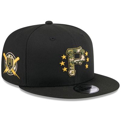Pittsburgh Pirates Men's Black Armed Forces Day New Era 9FIFTY Snapback Hat