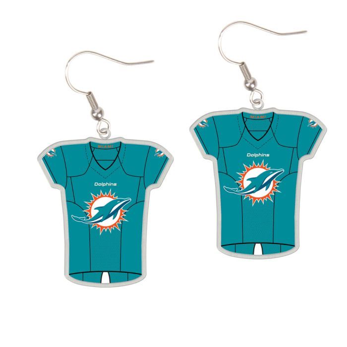 Miami Dolphins Jersey Style Dangle Earrings