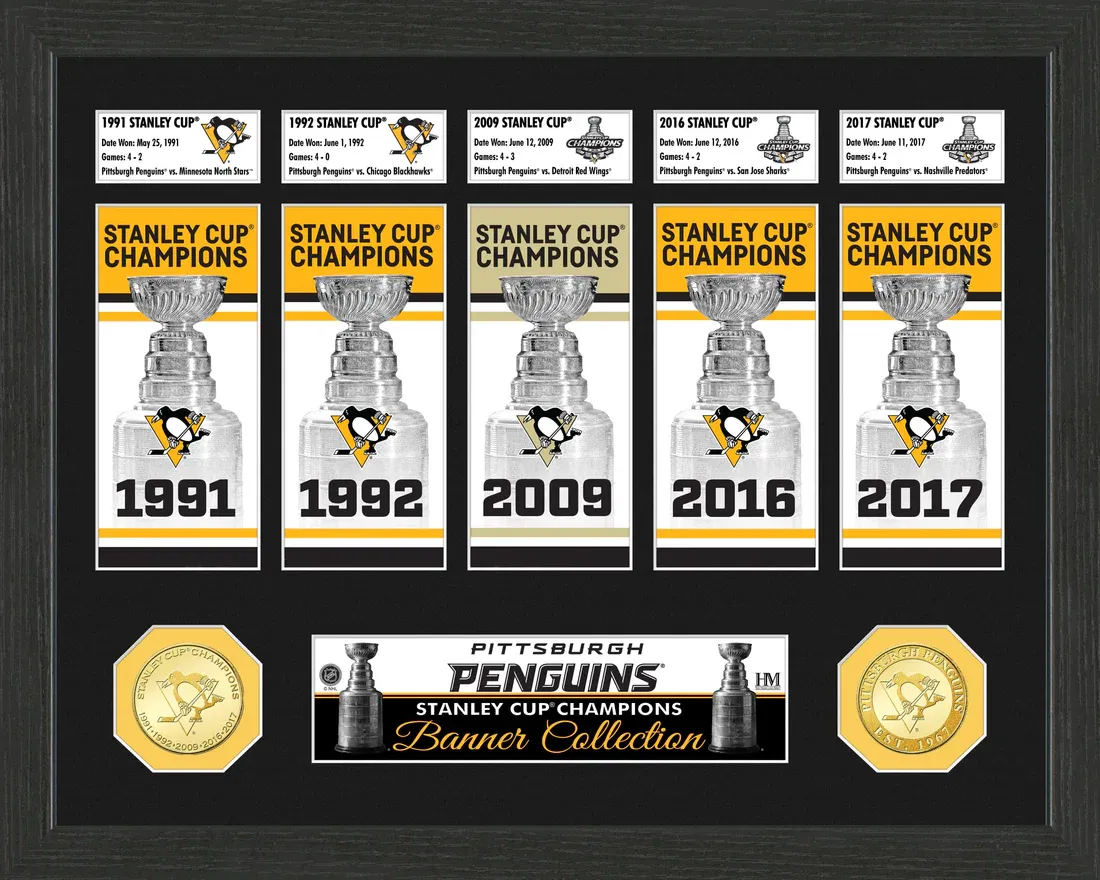 Pittsburgh Penguins Stanley Cup Champions Collection Highland Mint 15'' x 12'' Bronze Coin Photo Mint