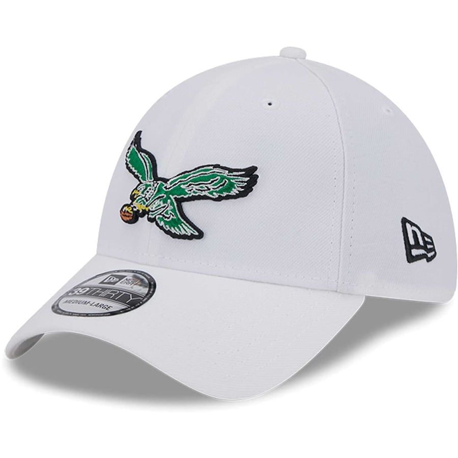 Philadelphia Eagles Men's White New Era 39Thirty Flex Fit Hat