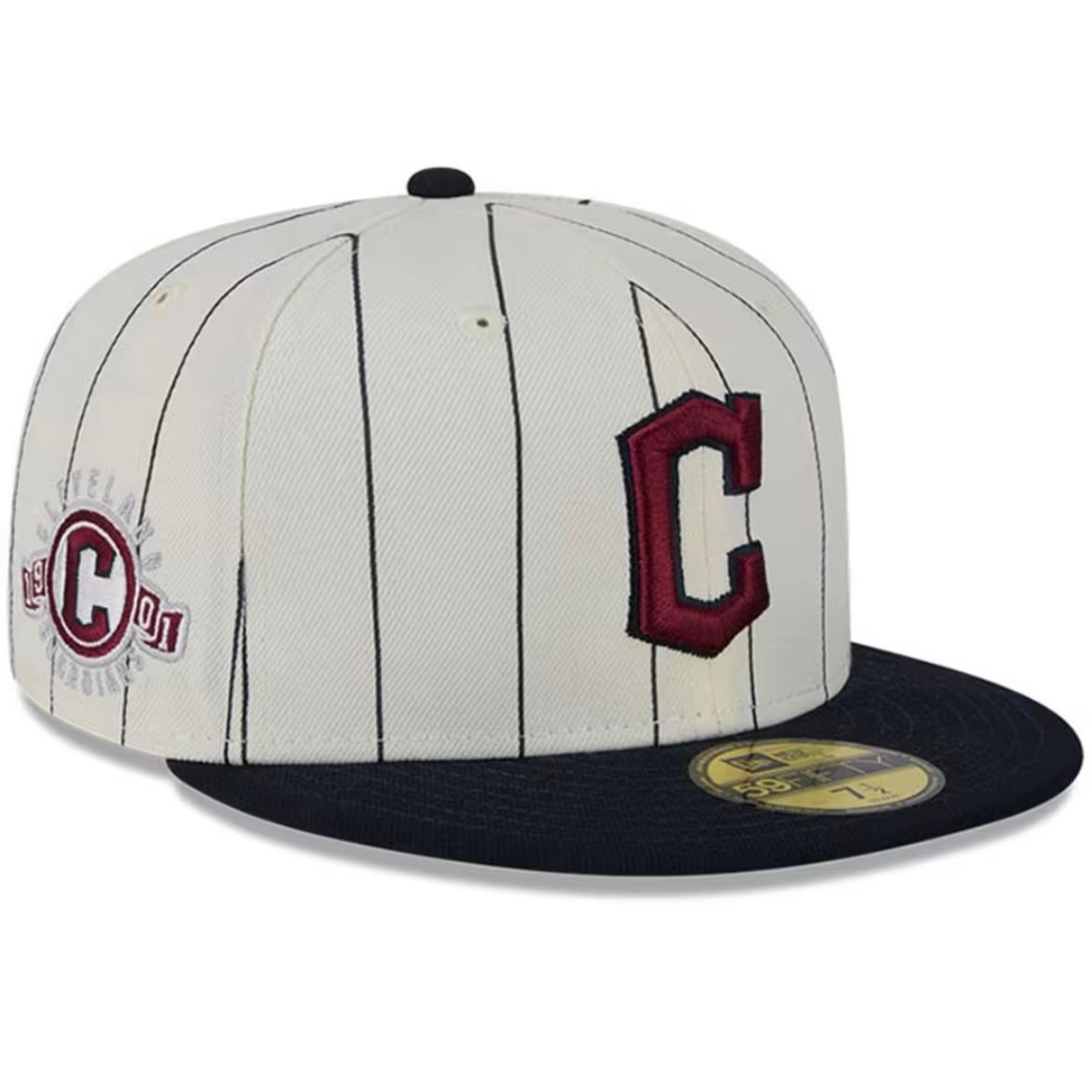 Cleveland Guardians Men's New Era Throwback Pinstripe 59FIFTY Fitted Hat