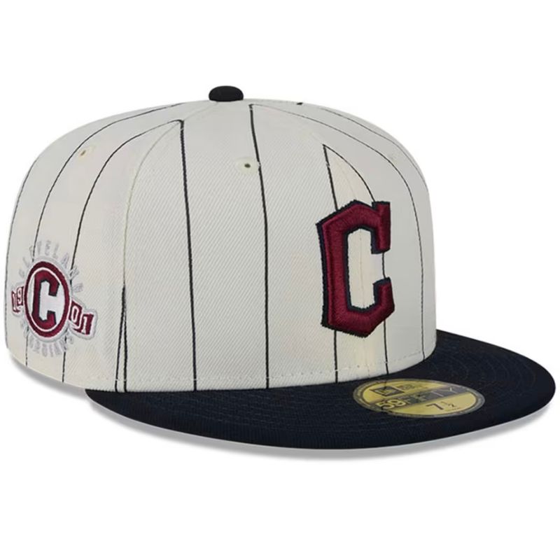 Cleveland Guardians Men's New Era Throwback Pinstripe 59FIFTY Fitted Hat