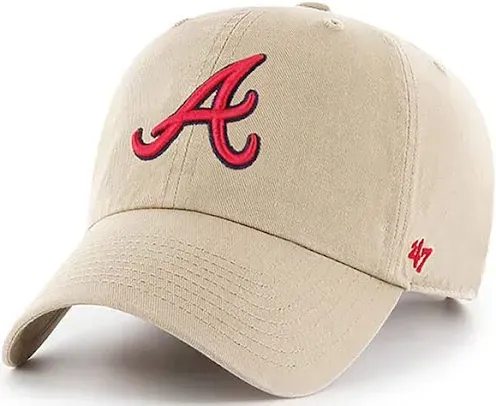 Atlanta Braves Men’s Khaki 47 Brand Clean Up Adjustable Hat