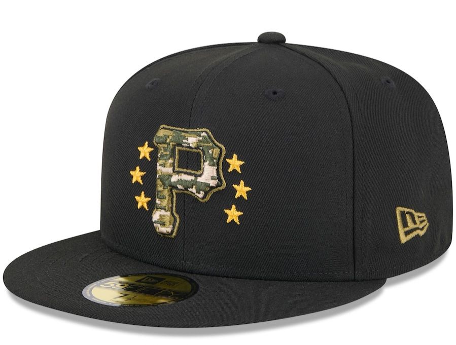 Pittsburgh Pirates Men's 2024 Black New Era 59Fifty Armed Forces Day Fitted Hat