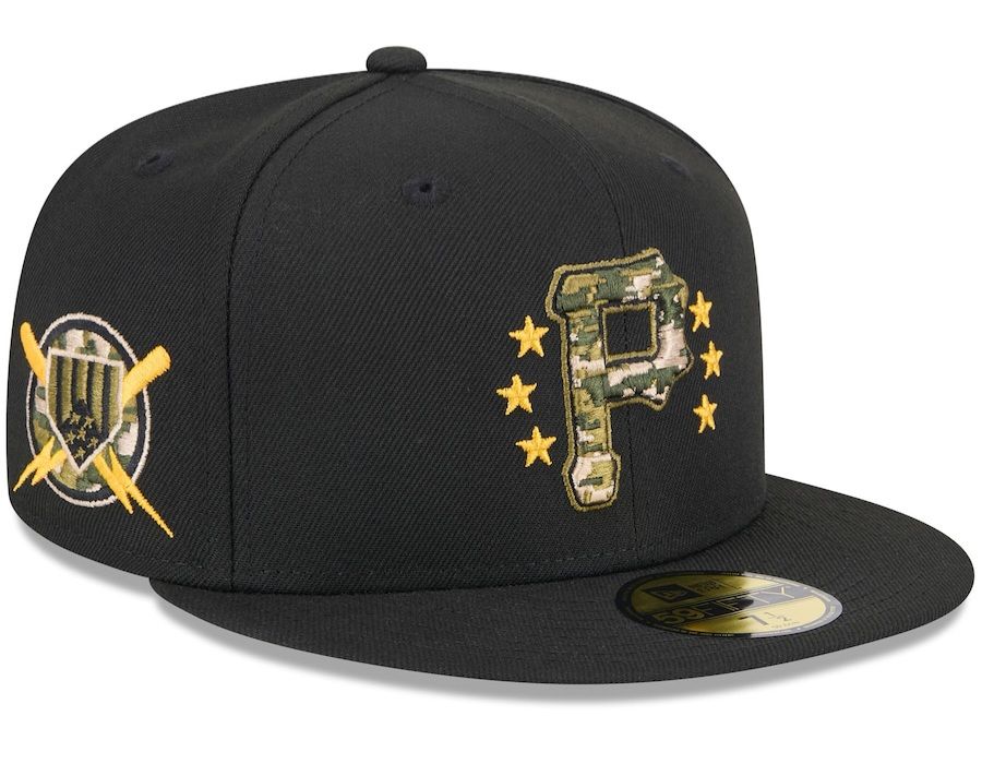 Pittsburgh Pirates Men's Black New Era 59Fifty Armed Forces Day Fitted Hat