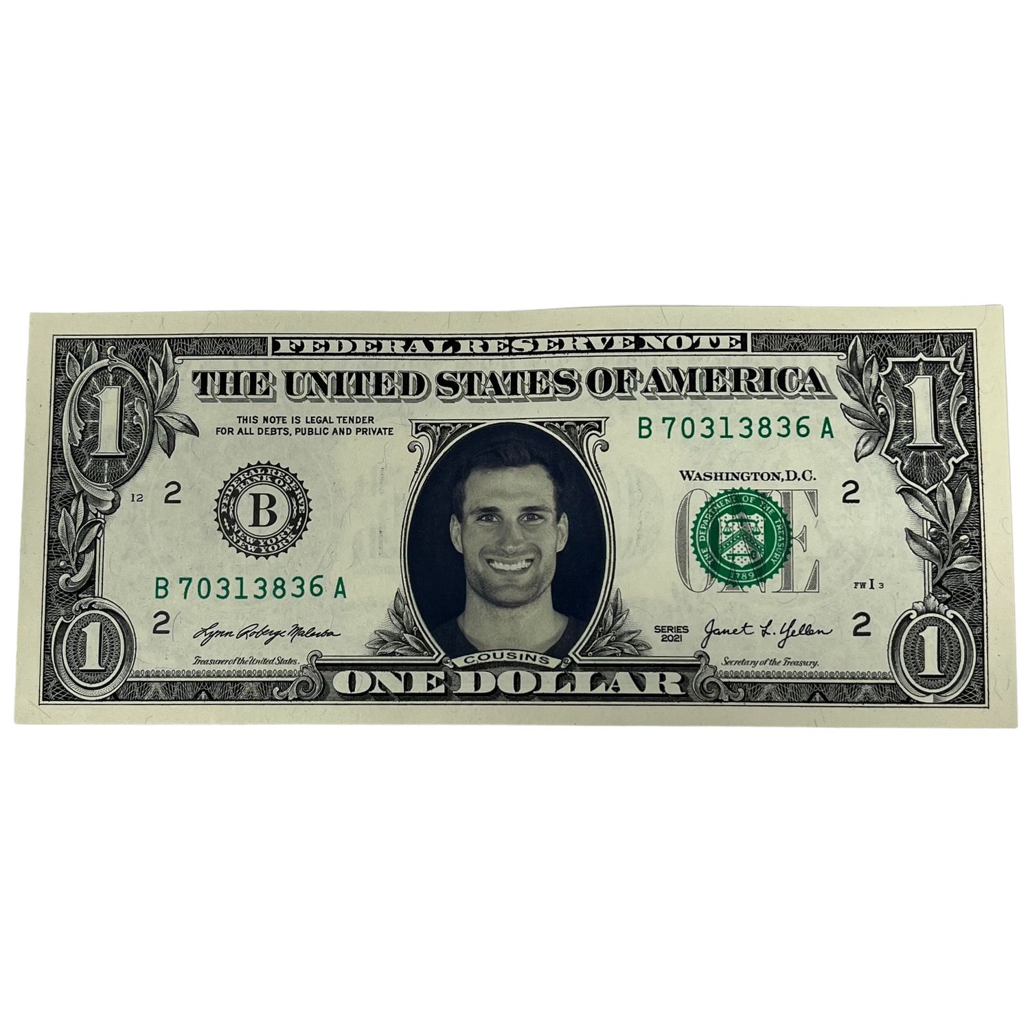 Kirk Cousins Famous Face Dollar Bill