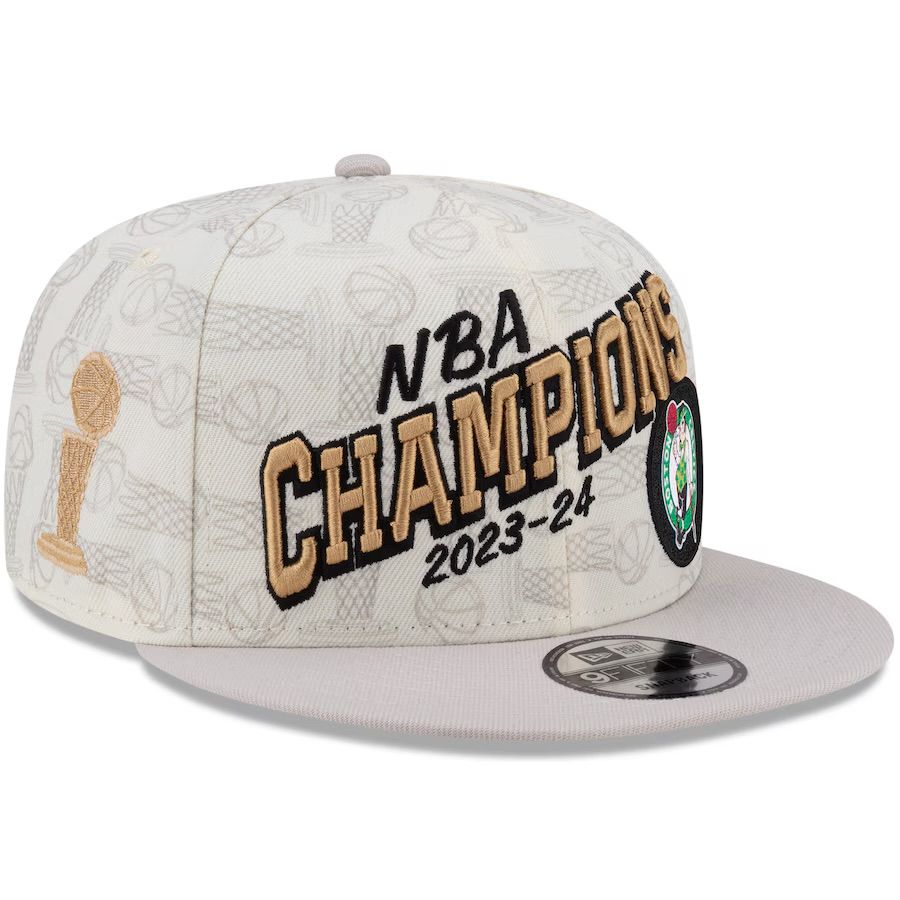 Boston Celtics Men's New Era Cream 2024 NBA Finals Champions Locker Room 9FIFTY Snapback Hat