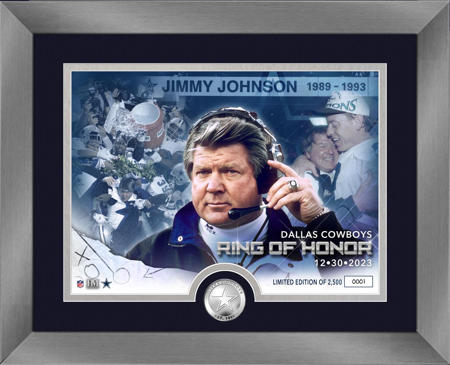 Dallas Cowboys Jimmy Johnson Ring of Honor Silver Coin Photo Mint