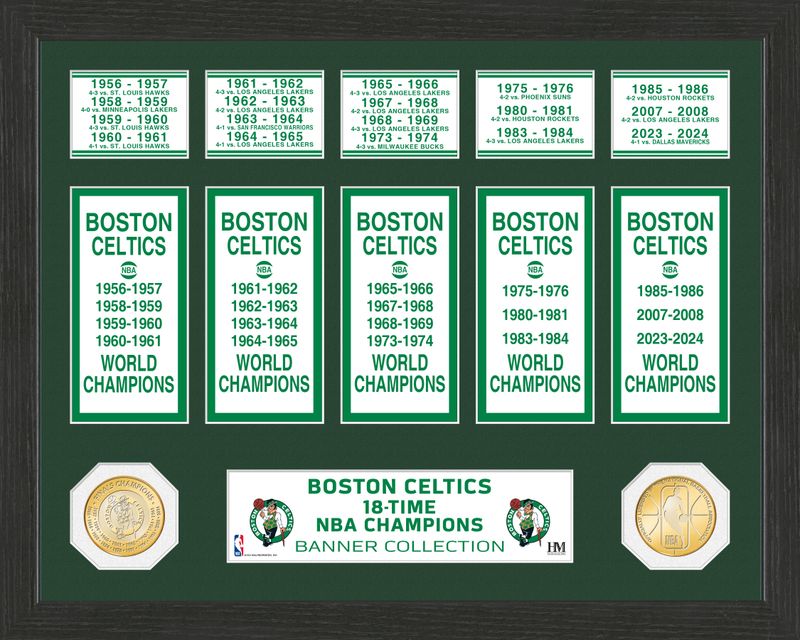 Boston Celtics 18-Time NBA Champions Banner Collection Bronze Coin Photo Mint