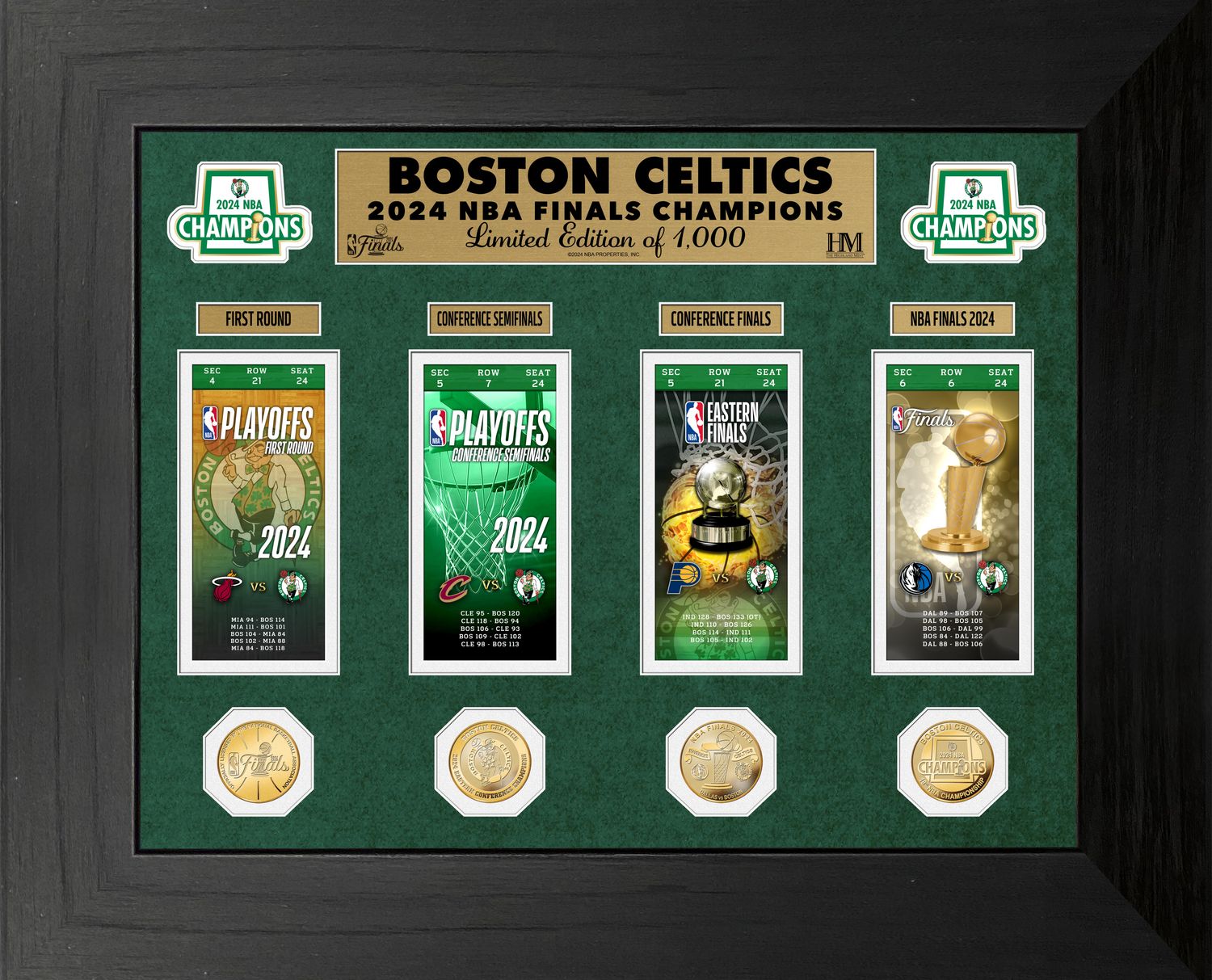 Boston Celtics 2024 Finals Champions Deluxe Ticket Frame