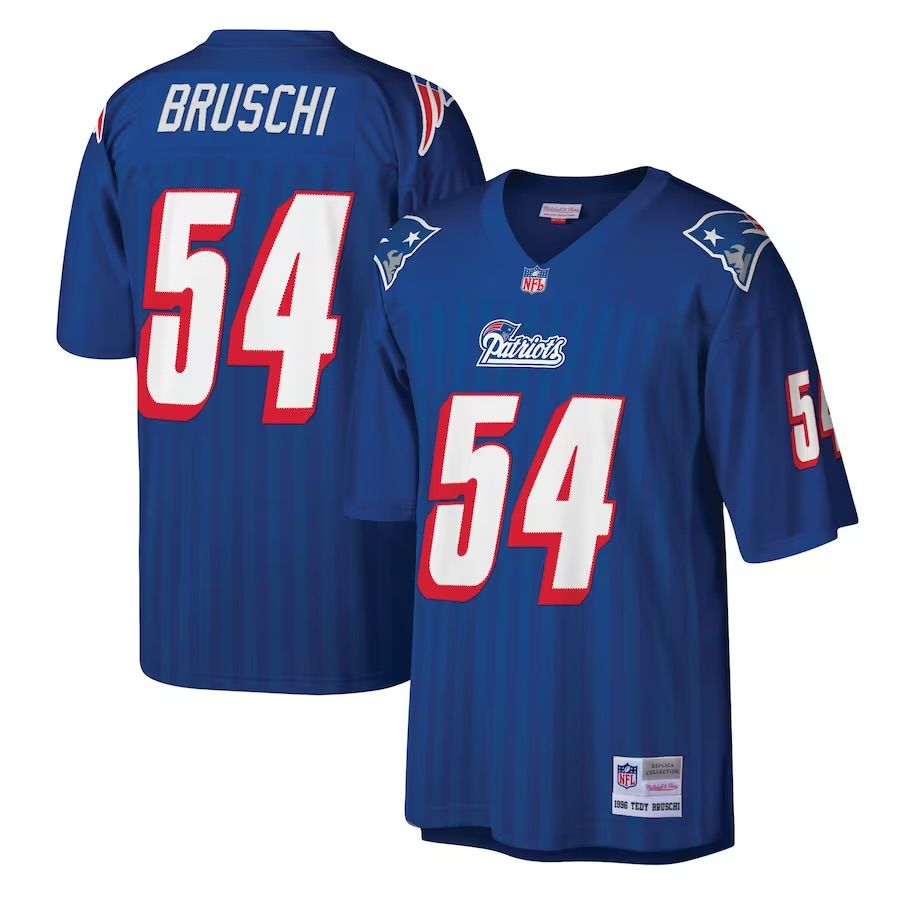 New England Patriots Teddy Bruschi 1996 Blue Mitchell & Ness Men's Legacy Jersey