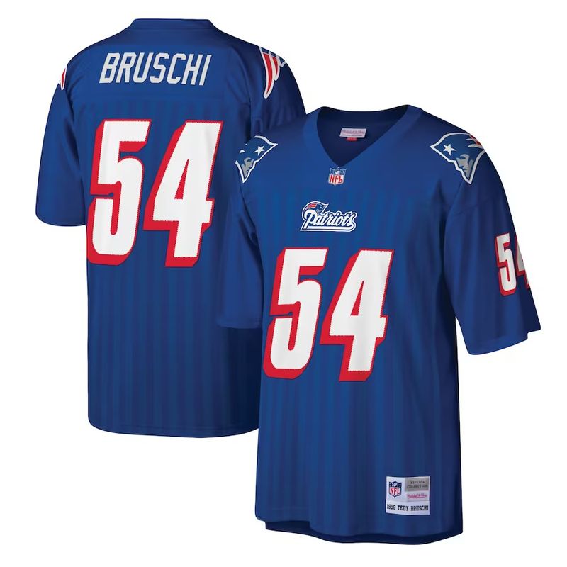 New England Patriots Teddy Bruschi 1996 Blue Mitchell & Ness Men's Legacy Jersey