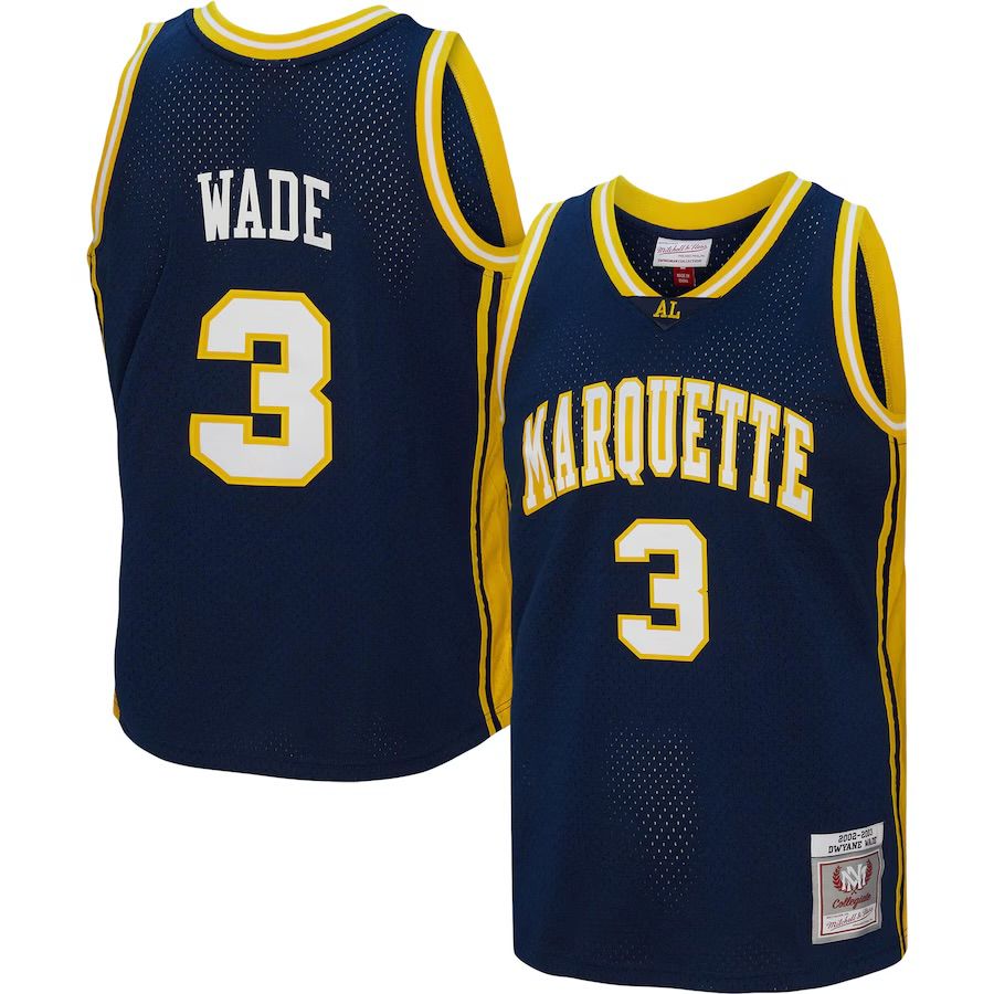 Marquette Golden Eagles Dwayne Wade 2002-03 Blue Men's Mitchell & Ness Collegiate Jersey