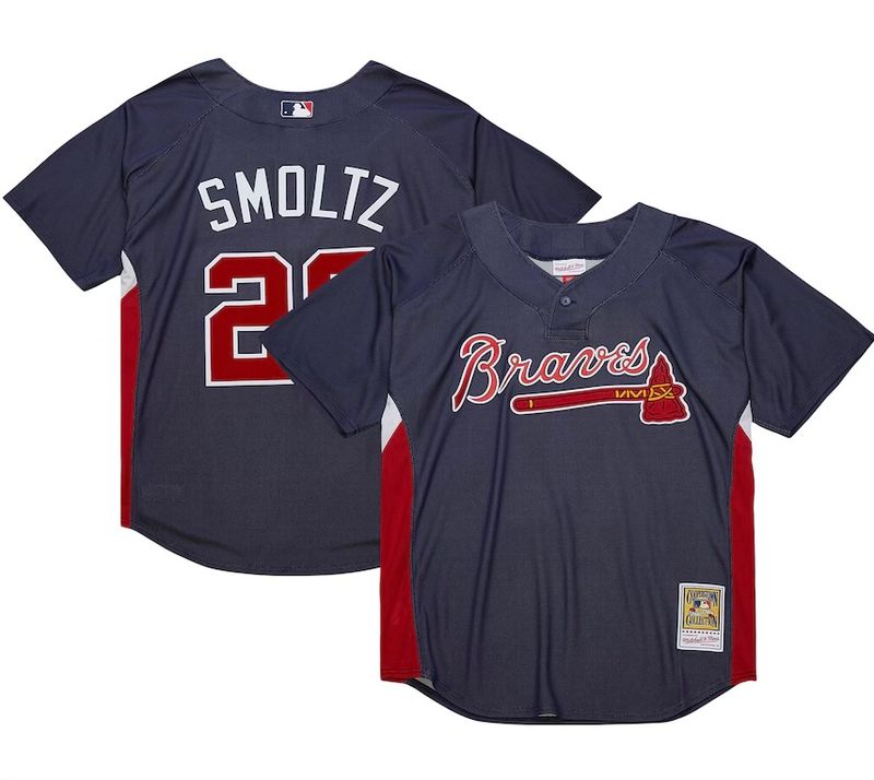 Atlanta Braves John Smoltz 2003 Men's Blue Mitchell & Ness BP Jersey