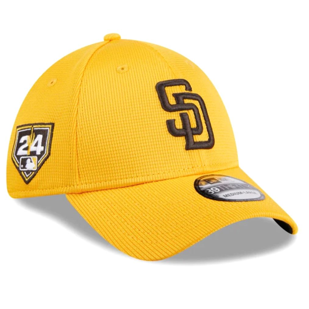 San Diego Padres Men’s New Era Yellow 2024 Spring Training 39THIRTY Flex Fit Hat