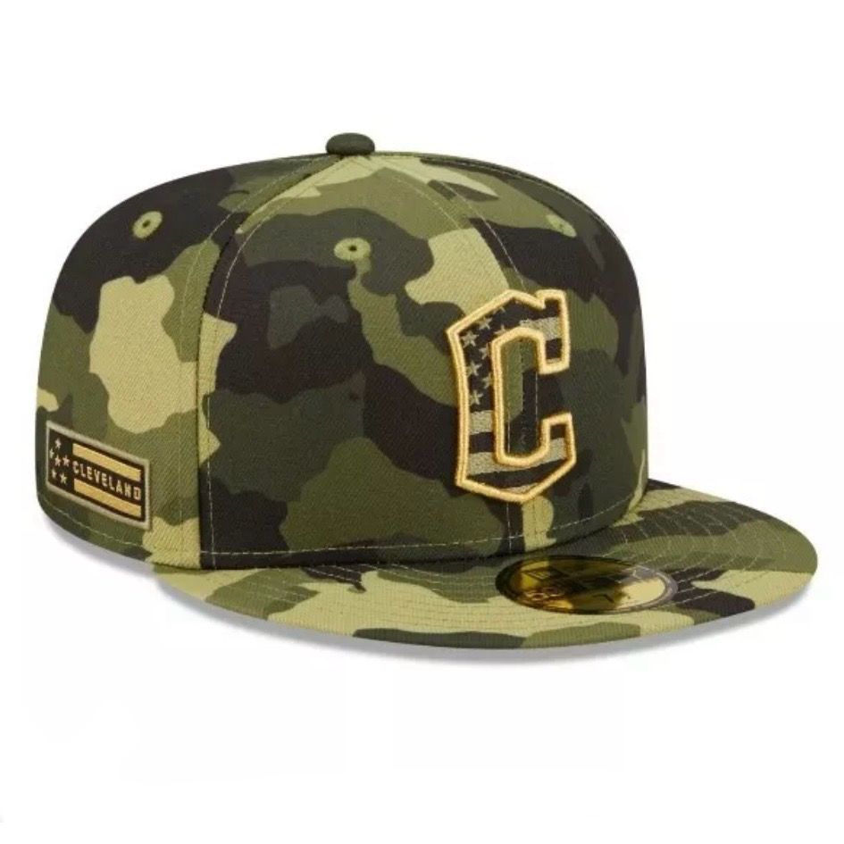 Cleveland Guardians Men’s 2022 New Era Armed Forces Day 59Fifty Fitted Camo Hat