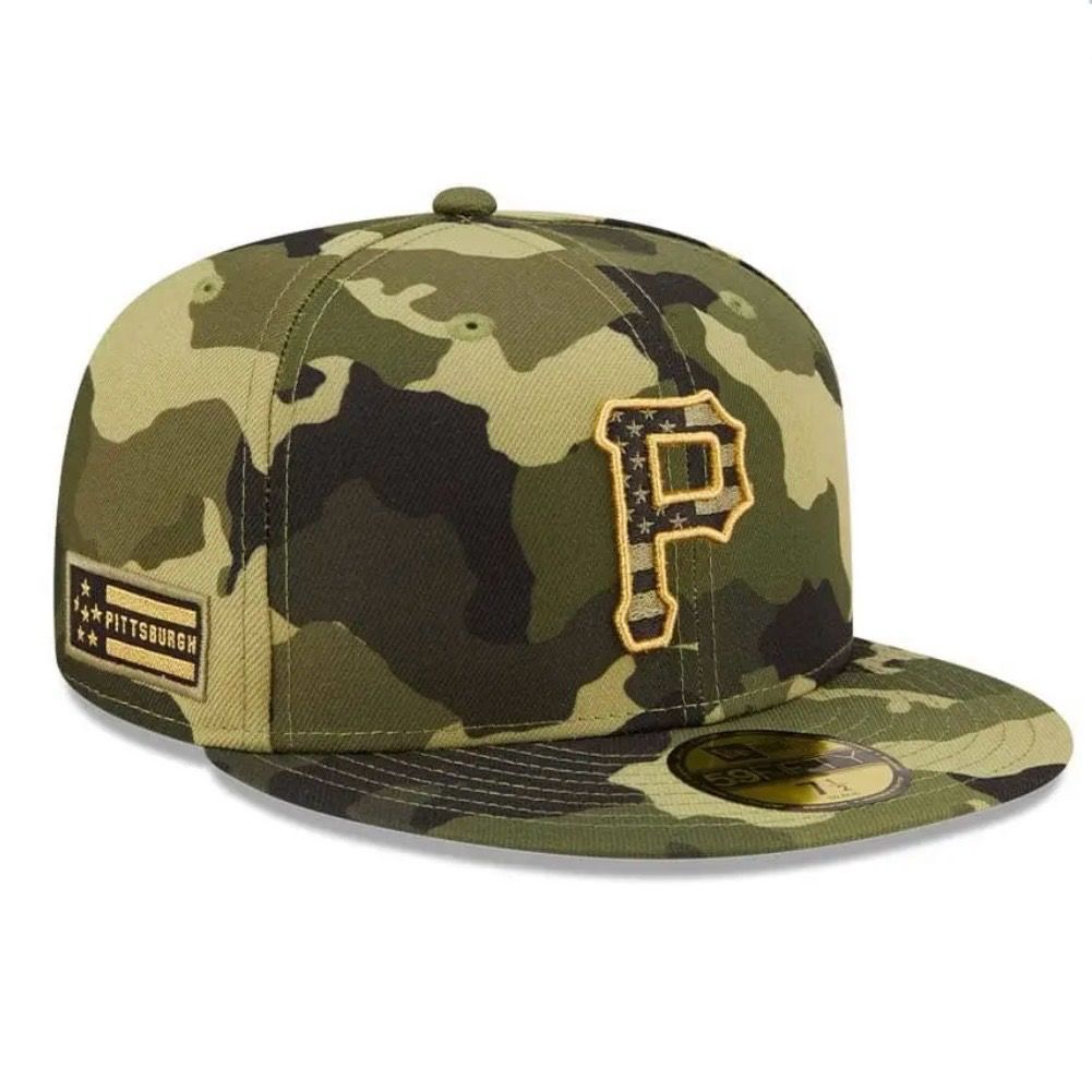 Pittsburgh Pirates Men’s 2022 New Era Armed Forces Day 59Fifty Fitted Camo Hat