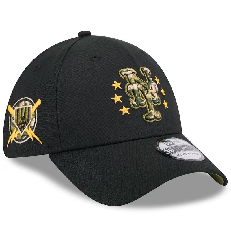 New York Mets Men's Black 2024 Armed Forces Day New Era 39THIRTY Fitted Flex Hat