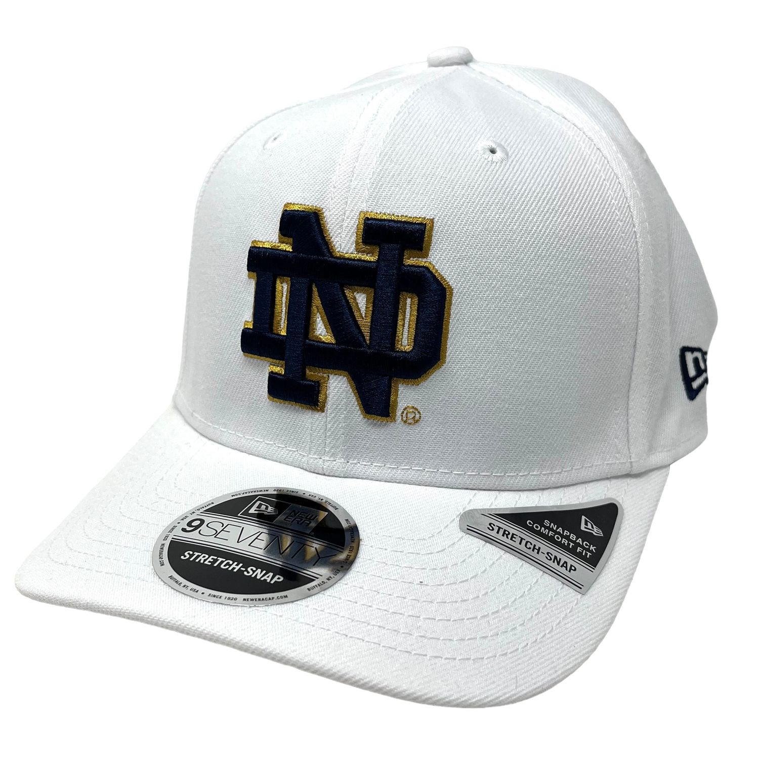 Notre Dame Fighting Irish Men's White New Era NCAA 9Seventy Stretch-Snap Hat