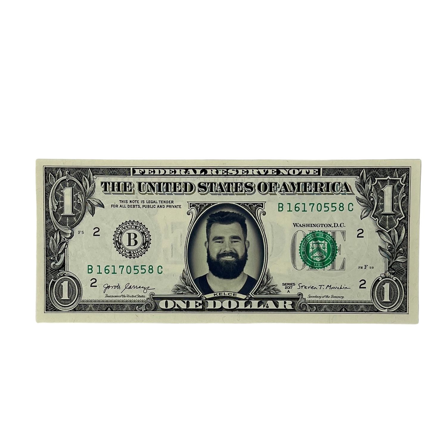 Jason Kelce Famous Face Dollar Bill