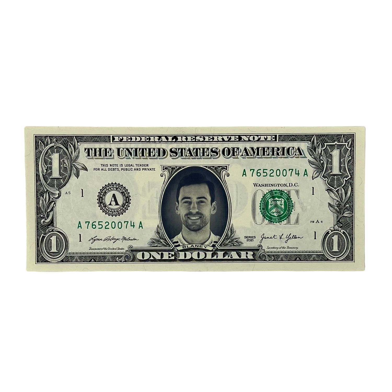 Ryan Blaney Famous Face Dollar Bill