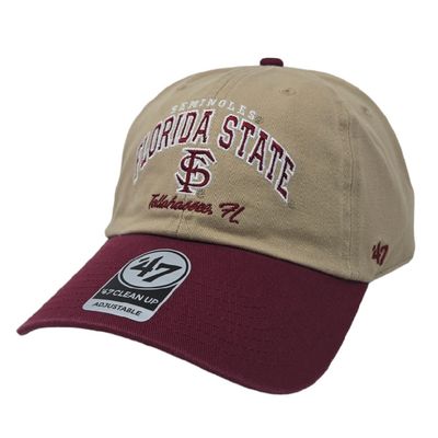 Florida State Seminoles Men’s Khaki 47 Brand Clean Up Adjustable Hat