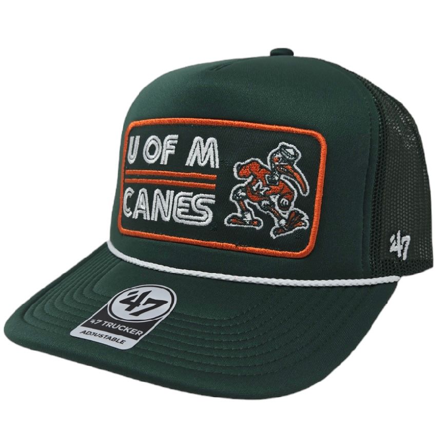 Miami Hurricanes Men’s Green 47 Brand Trucker Adjustable Hat