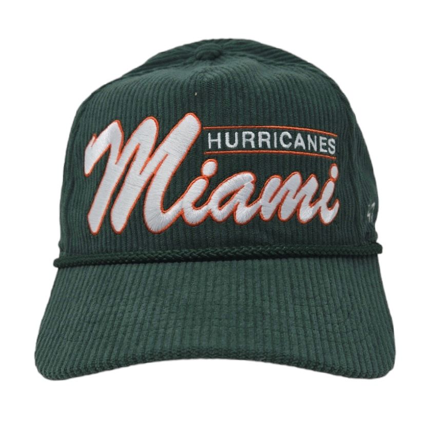 Miami Hurricanes Men’s Green 47 Brand Hitch Corduroy Adjustable Hat