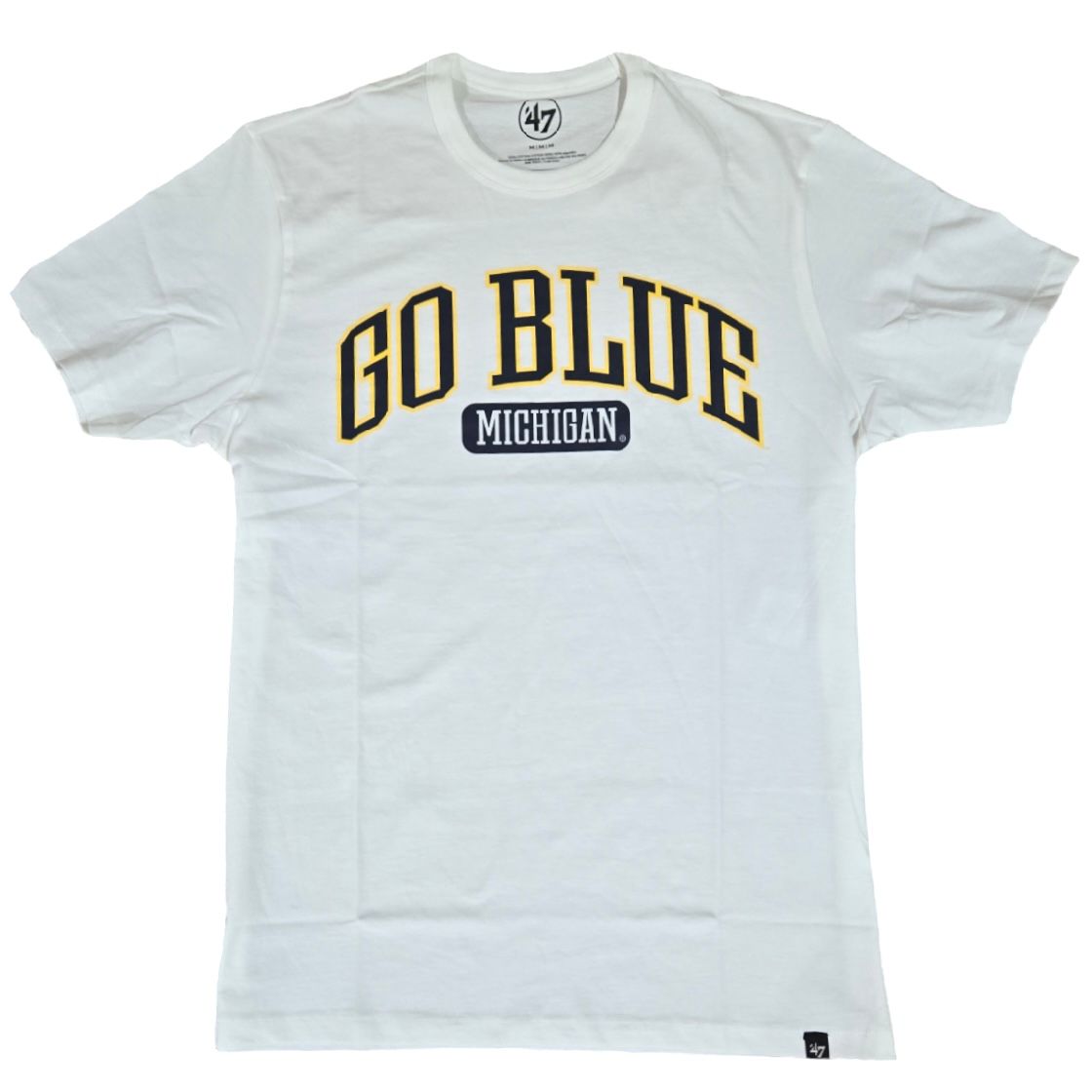 Michigan Wolverines Men’s Go Blue White Wash 47 Brand T-Shirt