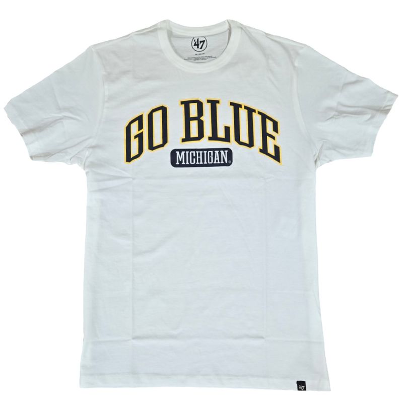 Michigan Wolverines Men’s Go Blue White Wash 47 Brand T-Shirt