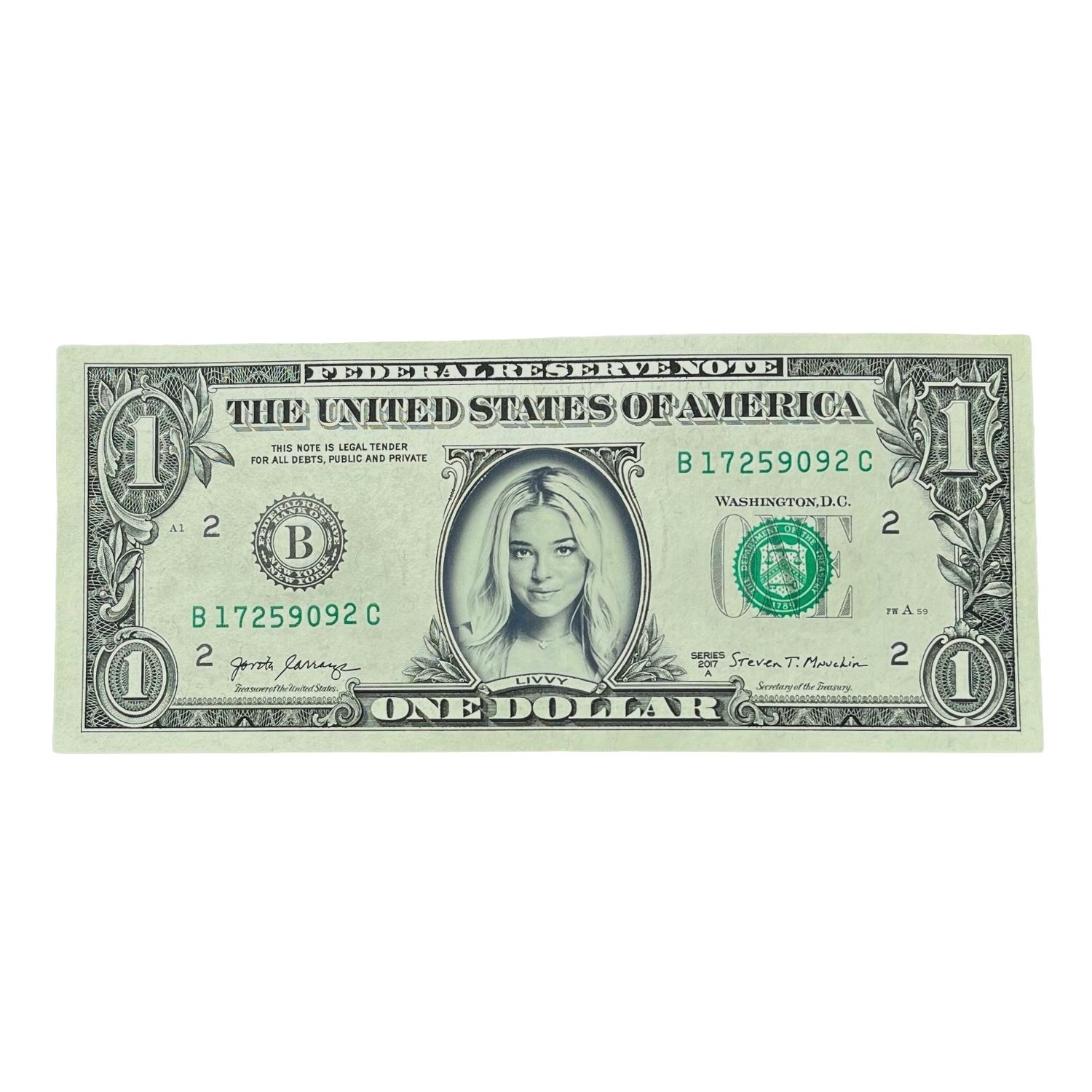 Livvy Dunne Famous Face Dollar Bill