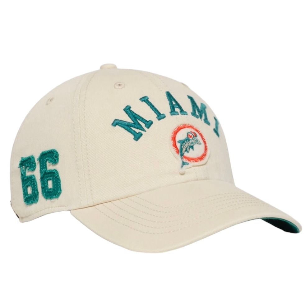 Miami Dolphins Men's Historic Cream Faber 47 Brand Clean Up Adjustable Hat