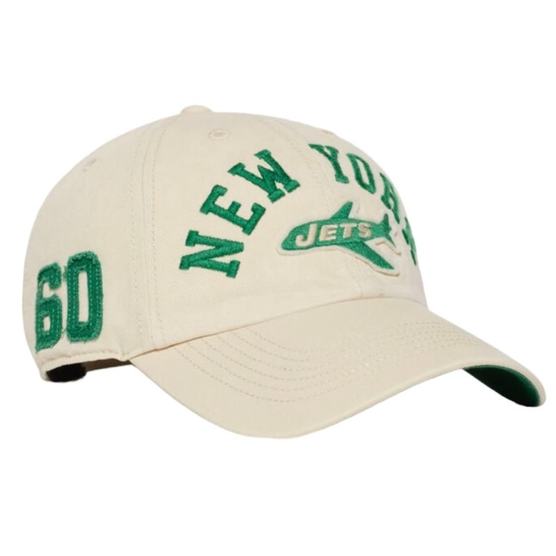 New York Jets Men's Historic Cream Faber 47 Brand Clean Up Adjustable Hat