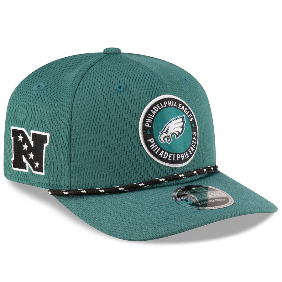 Philadelphia Eagles Youth New Era Green 2024 Sideline 9SEVENTY Stretch-Snap Hat