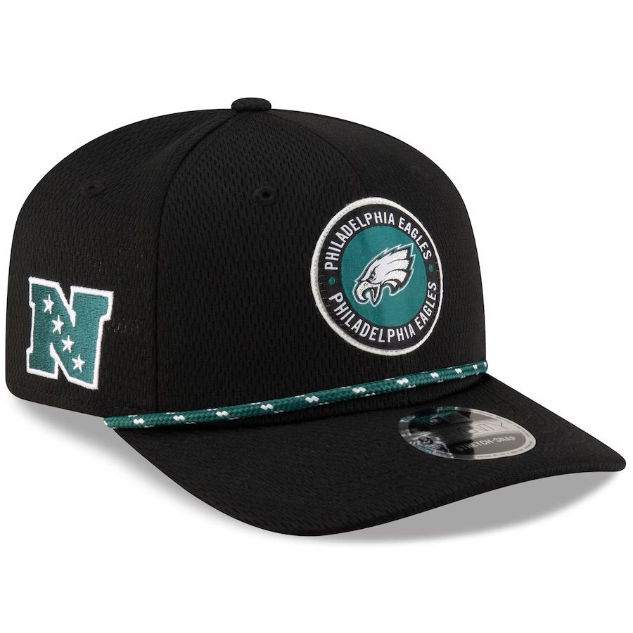Philadelphia Eagles Men's New Era Black 2024 Sideline 9SEVENTY Stretch-Snap Hat