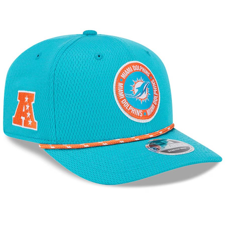 Miami Dolphins Men's New Era Aqua 2024 Sideline 9SEVENTY Stretch-Snap Hat
