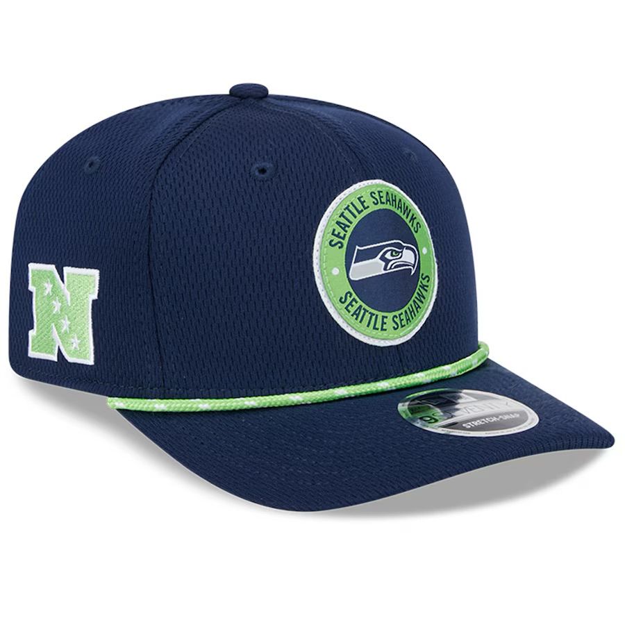 Seattle Seahawks Men's New Era Navy 2024 Sideline 9SEVENTY Stretch-Snap Hat