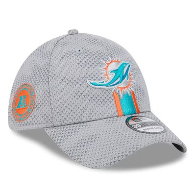 Miami Dolphins Men's New Era Gray 2024 Sideline 39THIRTY Flex Hat