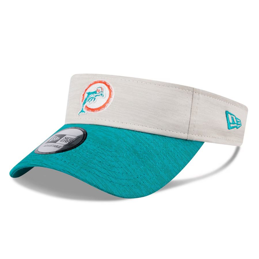 Miami Dolphins Men’s Historic New Era Stone 2024 Sideline Visor