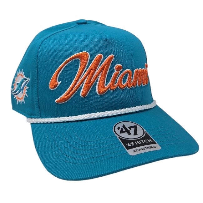 Miami Dolphins Men’s Aqua Overhand Script 47 Hitch Snapback Hat