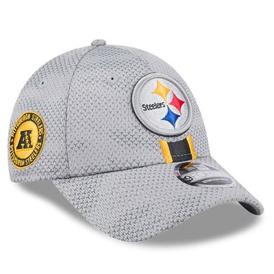 Pittsburgh Steelers Men's New Era Gray 2024 Sideline 9FORTY Stretch-Snap Hat