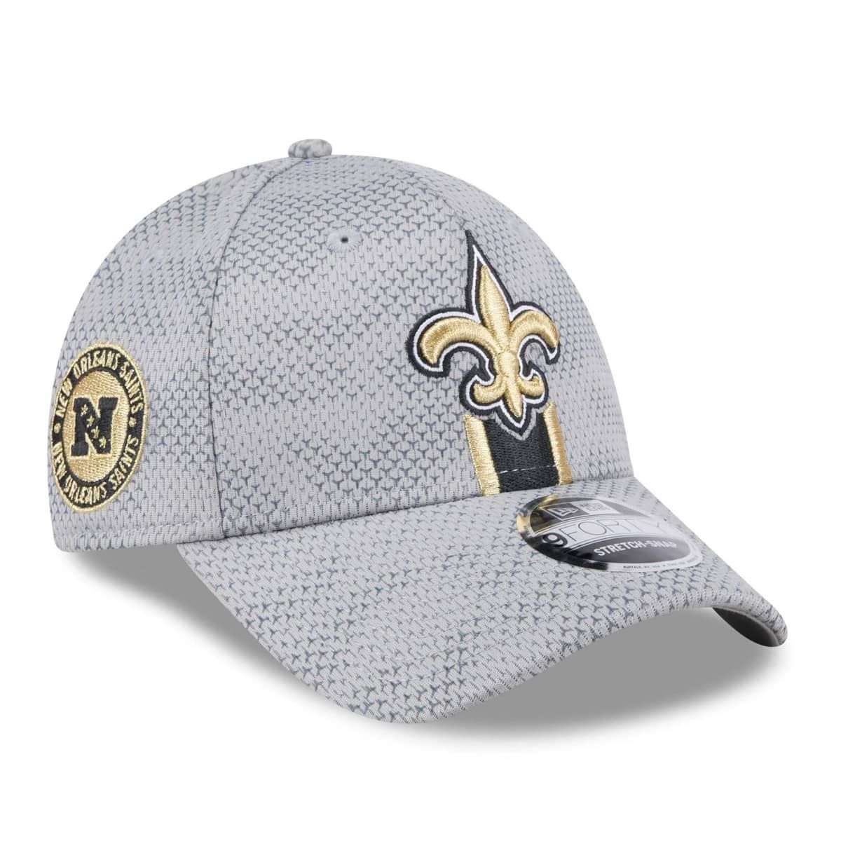 New Orleans Saints Men's New Era Gray 2024 Sideline 9FORTY Stretch-Snap Hat