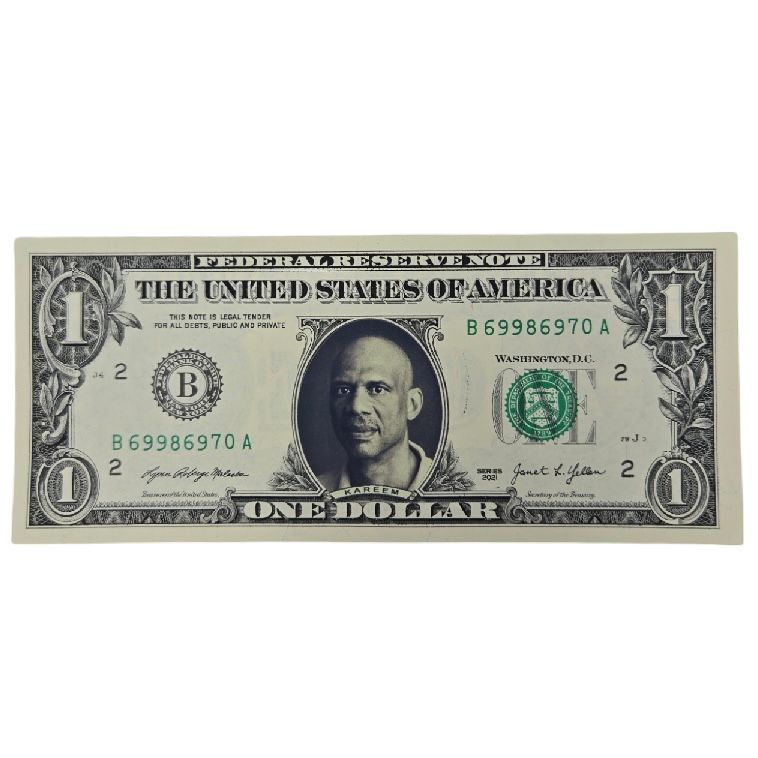 Kareem Abdul Jabbar Famous Face Dollar Bill