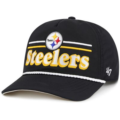 Pittsburgh Steelers Men’s Black Historic Campscape 47 Hitch Snapback Hat