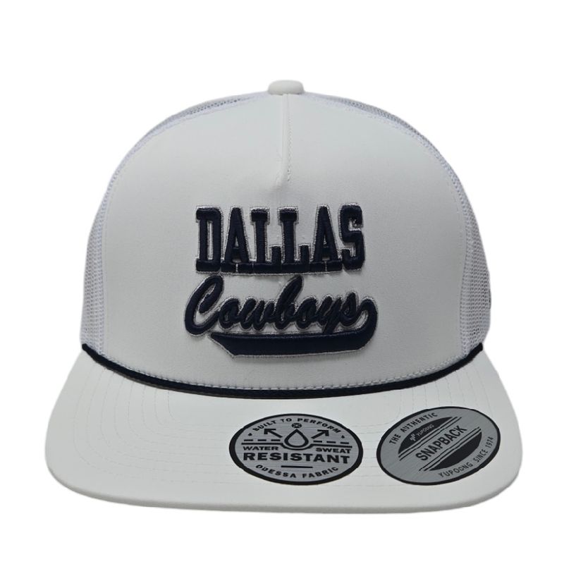 Dallas Cowboys Men's White Tailswoop Rope Trucker Yupoong Snapback Hat Dallas Cowboys Men's White Tailswoop Rope Trucker Yupoong Snapback Hat