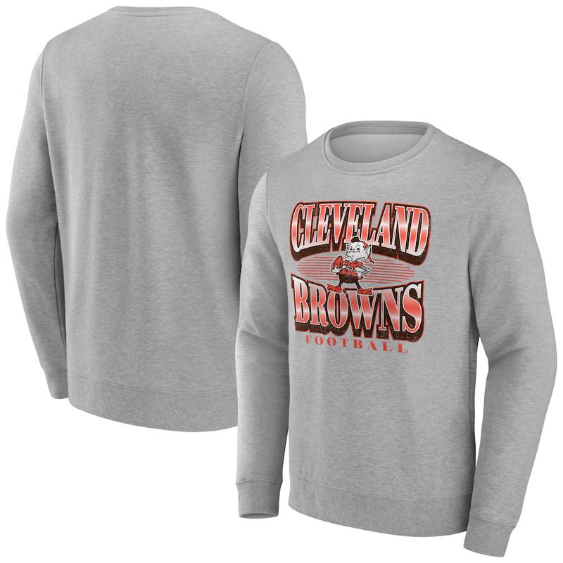 Cleveland Browns Men's Heather Gray Fanatics Chance Throwback Fleece Pullover Sweatshirt