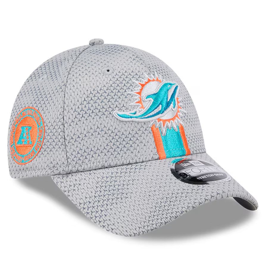 Miami Dolphins Men's New Era Gray 2024 Sideline 9FORTY Stretch-Snap Hat