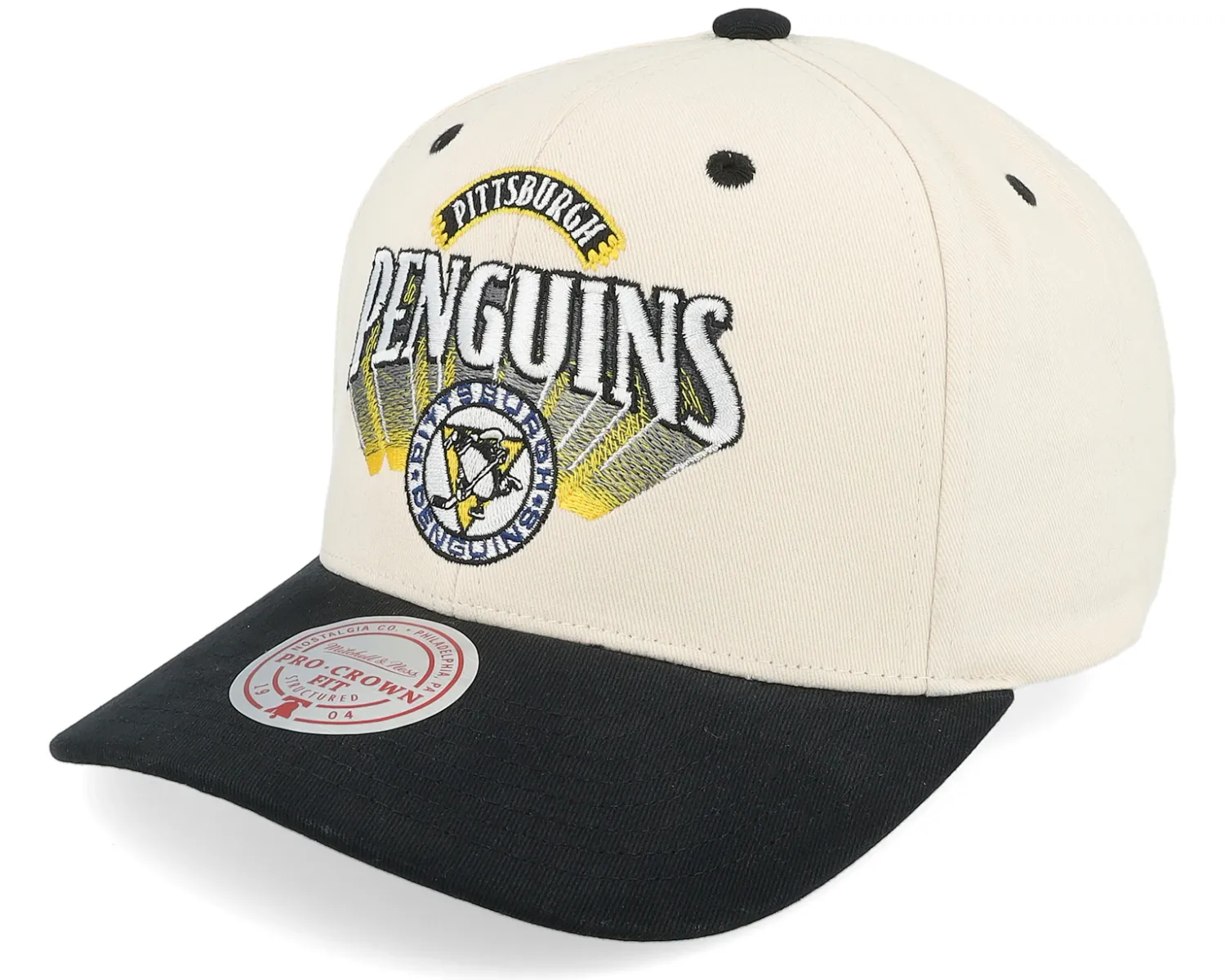 Pittsburgh Penguins Men's Off White NHL Horizon Pro Mitchell & Ness Pro Snapback Hat