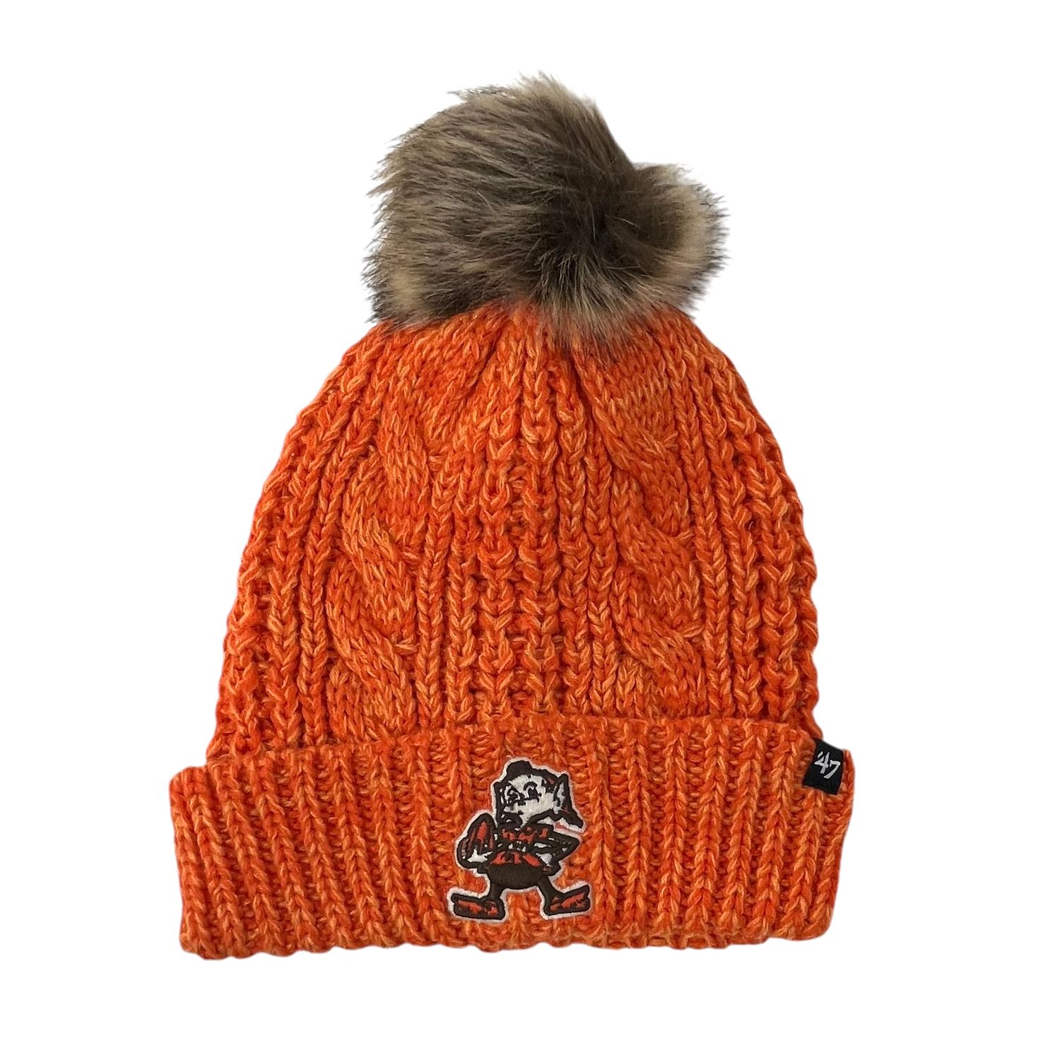Cleveland Browns Women’s Orange 47 Brand Historic Brownie Logo Meeko Cuffed Knit Hat
