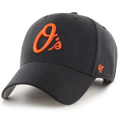 Baltimore Orioles Men’s Black 47 Brand Clean Up  Adjustable Hat